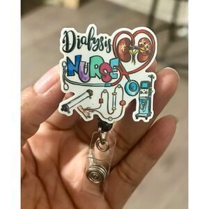 Dialysis nurse badge reel, ID Holder, Acrylic